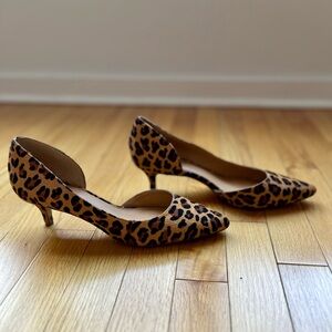 J. Crew Leopard-Print D’Orsay Calf Hair Kitten Heels